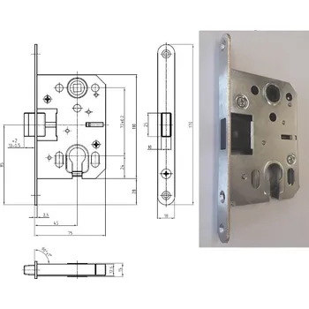 zadlabací zámek K 041 P/L 18 nerez 72/75 PZ magnetický zadlabací zámek malý Hobes