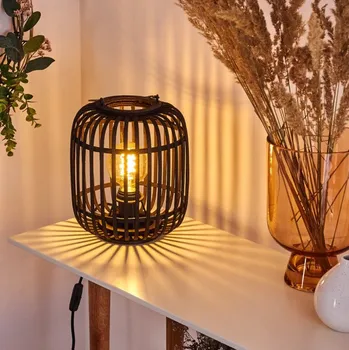 Brilliant 93062/76 Stolní lampa WOODROW tmavý ratan