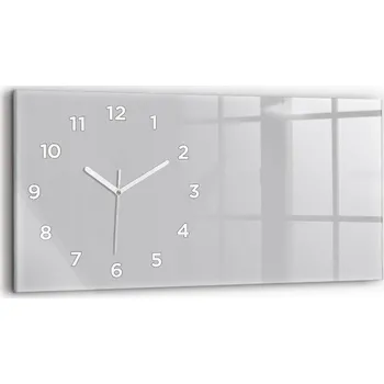 Hodiny Horizontální Skleněné Nástěnné Hodiny do Kanceláře se Vzorem, Barva světle šedá 60x30 cm