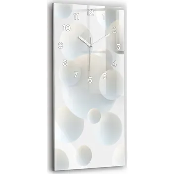 Hodiny Minimalistické skleněné nástěnné hodiny s motivem míče, abstrakce, 30x60 cm