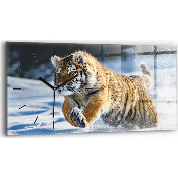 Hodiny Nástěnné skleněné hodiny se stylovým potiskem Odvážný krok vpřed 60x30 cm