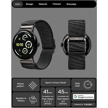 Chytré hodinky Lite Fit X Black Google Pixel 4/3 45mm Spigen