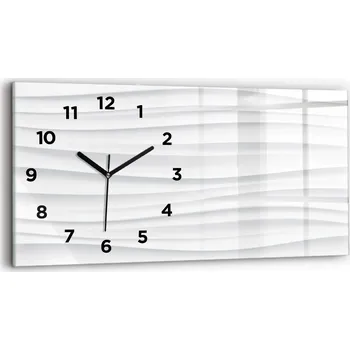 Hodiny Skleněné moderní nástěnné hodiny s potiskem horizontální 60x30 cm Vlny textura