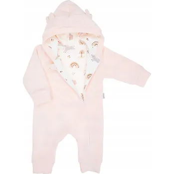 Kojenecká kombinéza Dívčí velurová kombinéza s podšívkou lososová Nicol, vel. 56