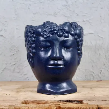 Květináč Květináč Hlava tmavo modrý Ø 9 cm