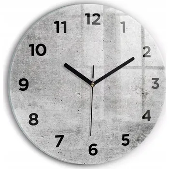 Hodiny Moderní skleněné foto hodiny na zeď tichý mechanismus Imitace betonu Ø30 cm