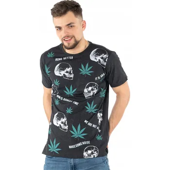 Pánské tričko Tričko Tílko Lebka Marihuana KM25-12 vel. M