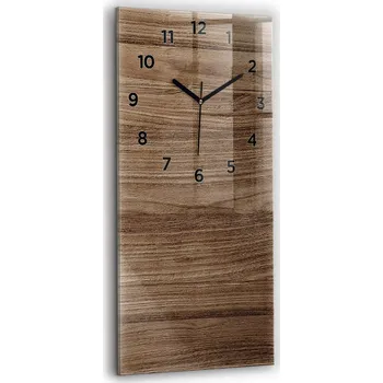 Hodiny Stylové skleněné nástěnné hodiny s tichým chodem, do kuchyně, tmavé dřevo 30x60 cm
