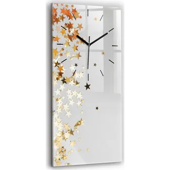 Hodiny Velké Skleněné Nástěnné Hodiny Tichý chod Hvězdy na světlém pozadí 30x60