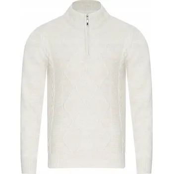 Pánský svetr Pánský svetr s rolákem - 8157 CREAM vlněný klasický dárek k Vánocům