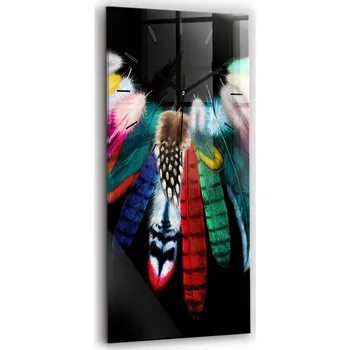 Hodiny Skleněné hodiny Stylové nástěnné dekorativní Barevné ptačí pera 30x60