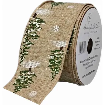 Stuha Stuha jutová s drátkem hnědá zimní stromek 9.1 m