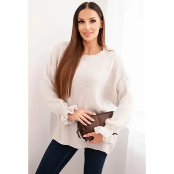 Dámský svetr Dámský svetr s přídavkem mohéru a vlny volného střihu béžový UNI