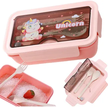 VERK GROUP Svačinový box s přihrádkami - růžový unicorn