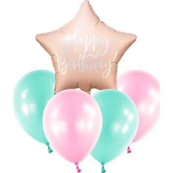 Party dekorace Balónkový set Happy Birthday Pastelový - 5 ks