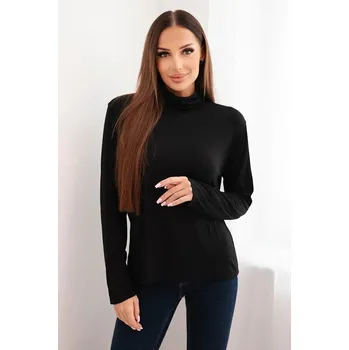 Dámská halenka Dámská viskózová blůza s rolákem a dlouhým rukávem černá UNI