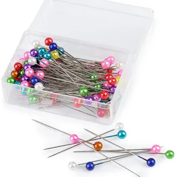 Ozdobné špendlíky s perleťovou hlavičkou délka 40 mm, velké, 2 multikolor