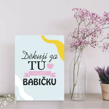 Plechová cedule Sablio Dárková cedulka Děkuji za tu nejlepší babičku: 30x40 cm