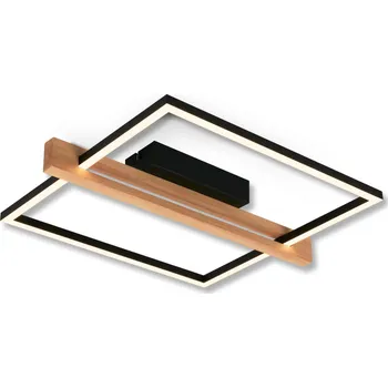BRILONER Moldura LED stropní svítidlo, stmívatelné, paměťová funkce, 14W, 1650 lm, černá/dřevo 3842014