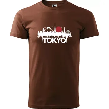 Pánské oblečení Sablio Tričko s potiskem Japonský sen - hnědé S