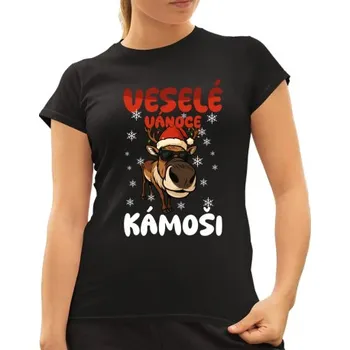 Žertovný předmět Veselé Vánoce, kámoši - dámské tričko s potiskem- Tričkový.cz