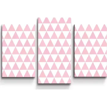 Obraz Sablio Obraz - 3-dílný Růžové a bílé trojúhelníky - 75x50 cm
