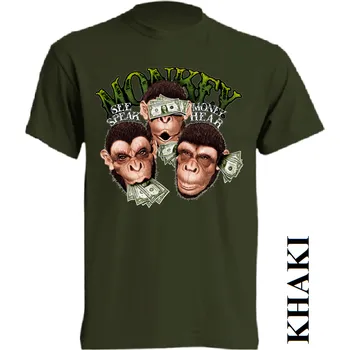 Pánské tričko panske-levne-bavlnene-tricko-digi-potisk-nevidim-neslysim-nemluvim Barva: Khaki, velikost: XXL