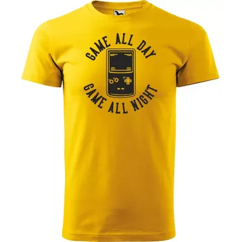 Sablio Tričko s potiskem Game all day, game all night - žluté 3XL