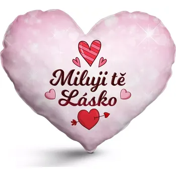 Polštář Sablio 3D polštář ve tvaru srdce: Miluji tě lásko