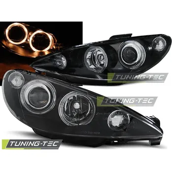 Auto-moto Tuning-Tec Přední čirá světla Peugeot 206 Facelift (2003 - 2009) - černé - Angel Eyes
