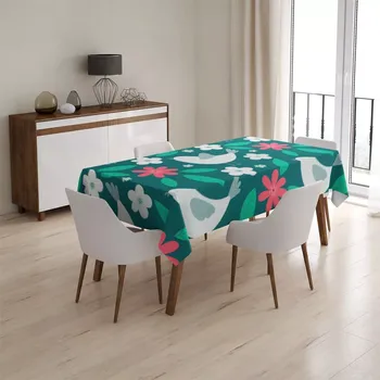 ubrus Sablio Ubrus Červené kvítí s ptáčky - 130x130 cm