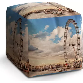 Taburet Sablio Taburet Cube London eye: 40x40x40 cm