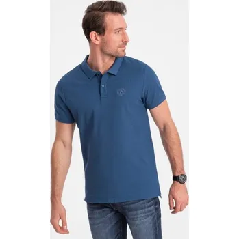 Pánské tričko Ombre Clothing Jednoduchá tmavě modrá polokošile S1374