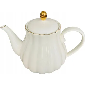 Konvice na čaj Luxusní bílá se zlatým okrajem