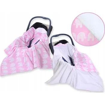 Zavinovačka Oboustranná deka do autosedačky - Růžoví sloni