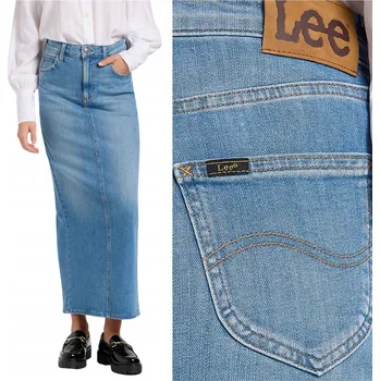 Dámská sukně Lee BACK SLIT MAXI SKIRT Bloom dlouhá džínová sukně s rozparkem vzadu W30