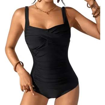 Dámské plavky ZE ŠTÍHLUJÍCÍ JEDNODÍLNÉ PLAVKY MODELUJÍCÍ ČERNÉ S