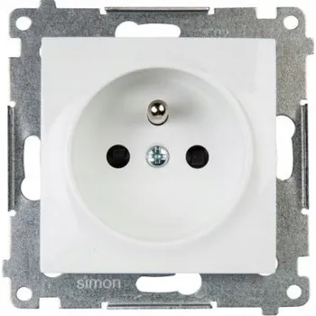 Elektrická zásuvka Simon 54 zásuvka jednoduchá s uzemněním a clonkami bílá DGZ1CZ.01/11