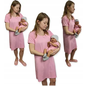 Dámské noční prádlo KOŠILE KE NA KOJENÍ NOČNÍ KRÁTKÝ RUKÁV ROZEPÍNACÍ vel. XL + BODY vel. 62 SVĚTLE RŮŽOVÁ