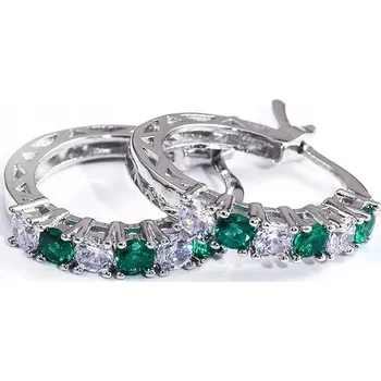 Náušnice Náušnice Carly - Stříbrná/Zelená KP-21731