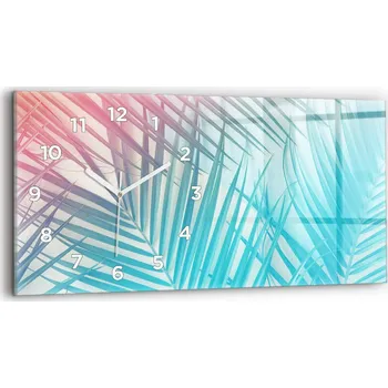 Hodiny Moderní skleněné nástěnné hodiny s potiskem 60 cm x 30 cm Tropická palma