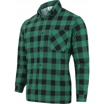 Pánská košile Pánská flanelová košile JHK zelená kostkovaná s dlouhým rukávem, velikost S