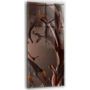 Hodiny Velké Nástěnné Hodiny Skleněné Tiché do Ložnice Vertikální Vlny kakao 30x60