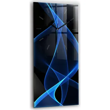 Hodiny Velké tvrzené skleněné dekorativní nástěnné hodiny - Modré linie