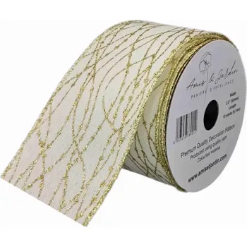 Stuha Stuha jutová s drátkem bílá vánoční propletené linky 9.1 m