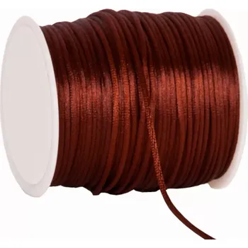 Stuha Saténová šnůrka 2 mm x 100 m hnědá