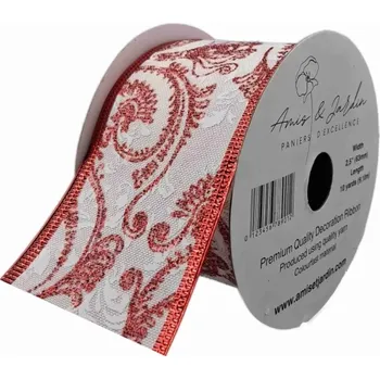 Stuha Stuha jutová s drátkem bílá ornamenty 9.1 m