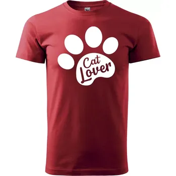 Sablio Tričko s potiskem Cat lover - červené 5XL
