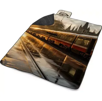 deka Sablio Plážová deka Vlak na nádraží při východu slunce: 200x140 cm