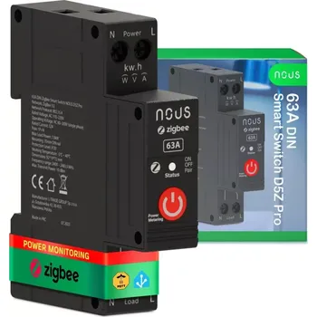 vypínač Nous D5Z Pro Zigbee DIN Smart Spínací Modul 32 A trvale / 63 A krátkodobě (1 kanál, s měřením spotřeby)